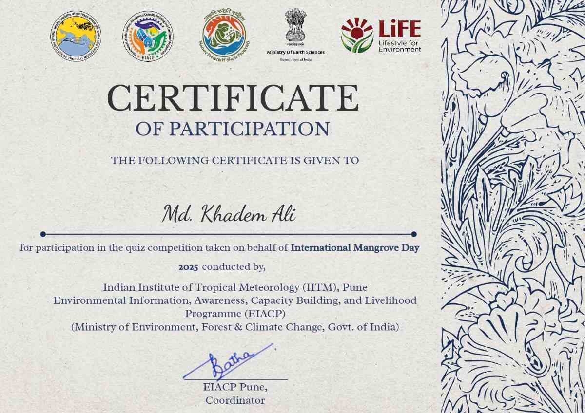 Mangrove Quiz 2025 Certificate